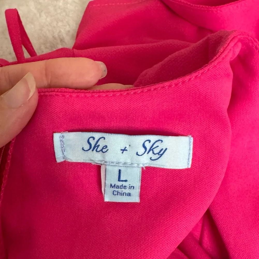 She + sky Elegant pink off the shoulder romper - Picture 8 of 10